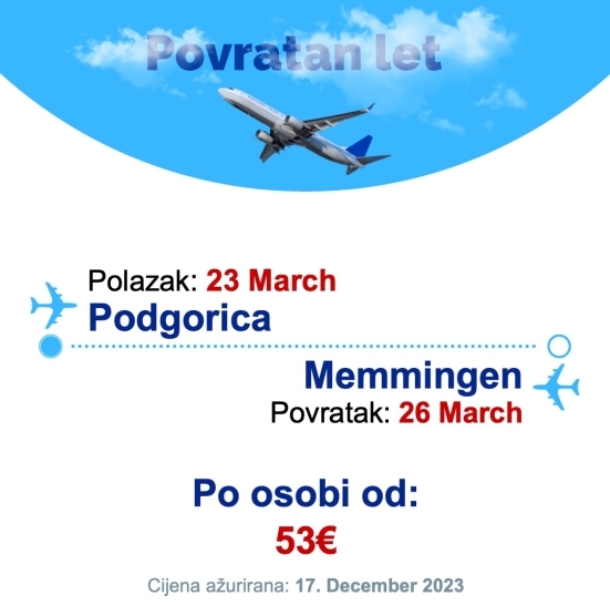 23 March - 26 March | Podgorica - Memmingen