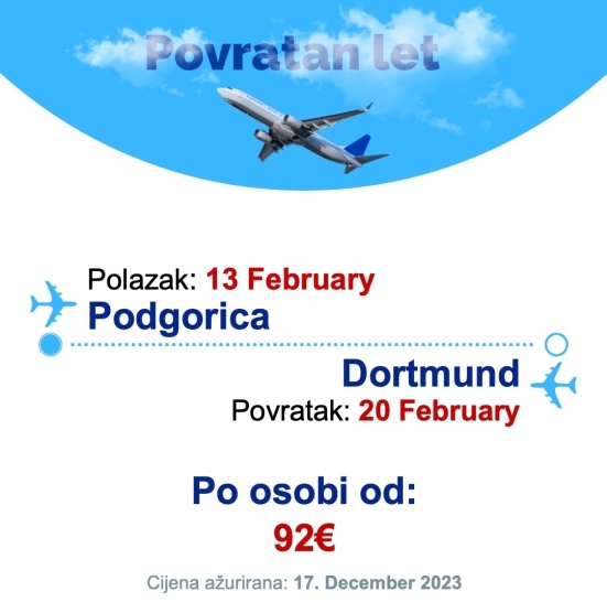 13 February - 20 February | Podgorica - Dortmund