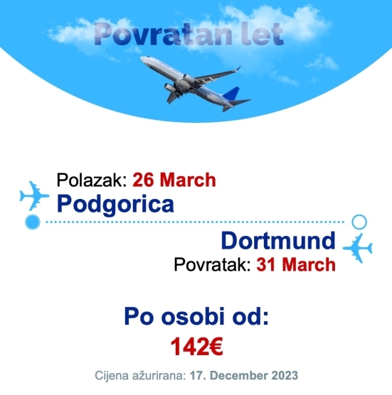 26 March - 31 March | Podgorica - Dortmund