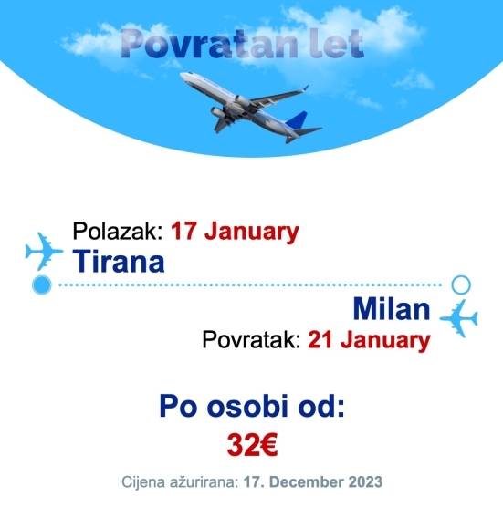 17 January - 21 January | Tirana - Milan