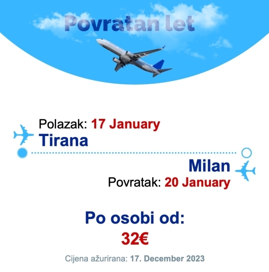 17 January - 20 January | Tirana - Milan