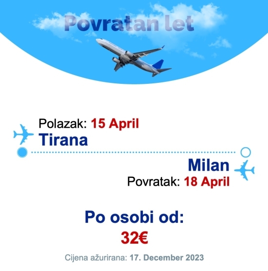 15 April - 18 April | Tirana - Milan