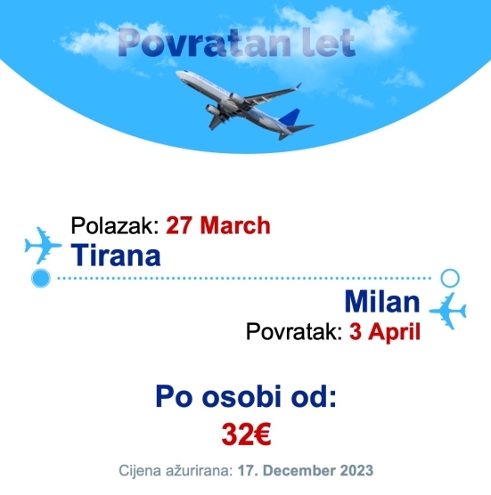 27 March - 3 April | Tirana - Milan