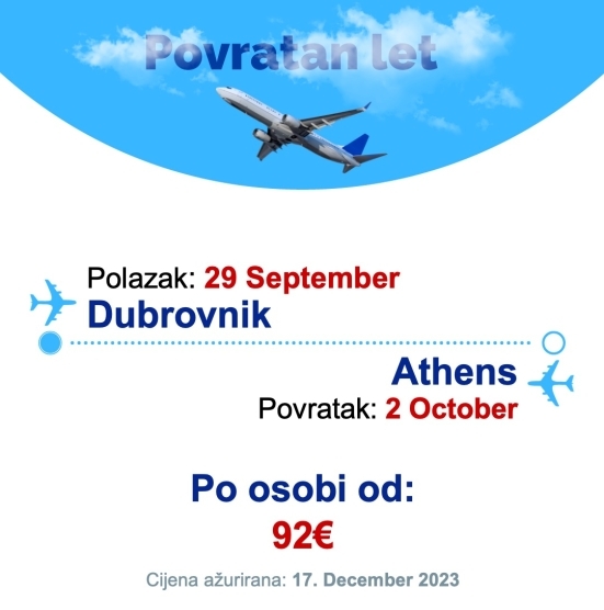 29 September - 2 October | Dubrovnik - Athens