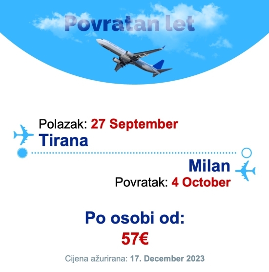 27 September - 4 October | Tirana - Milan