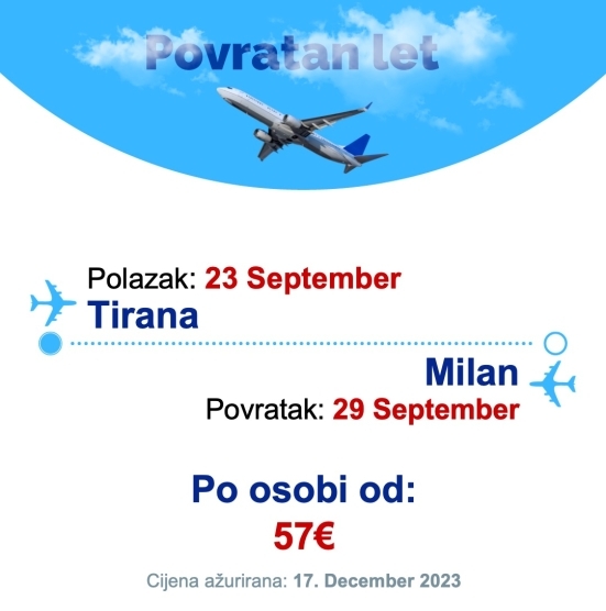 23 September - 29 September | Tirana - Milan