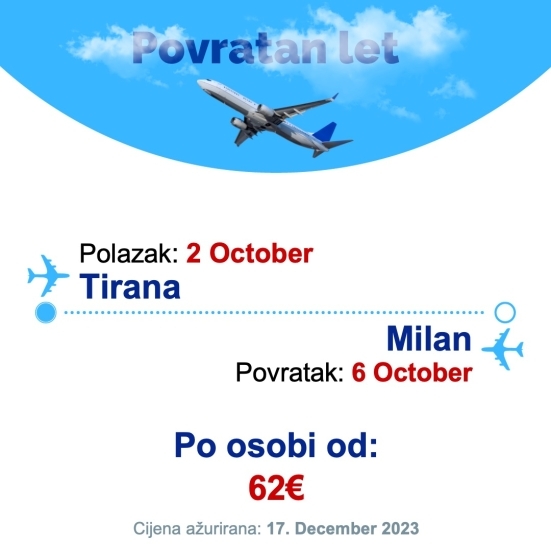 2 October - 6 October | Tirana - Milan