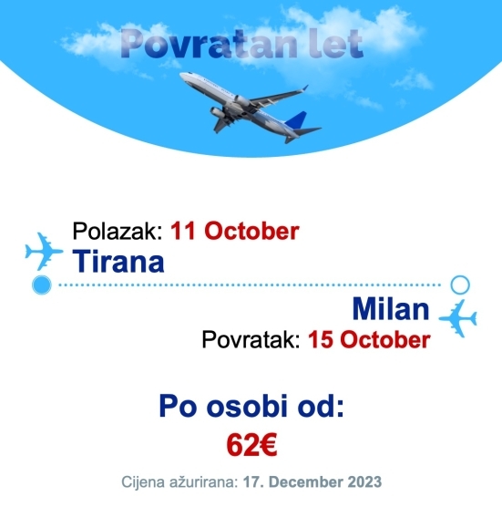 11 October - 15 October | Tirana - Milan