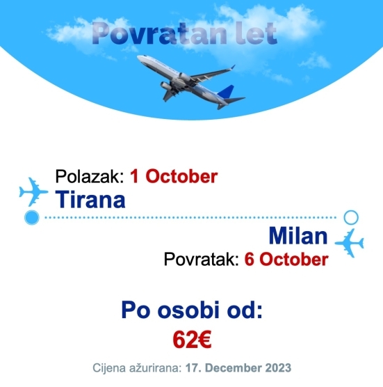 1 October - 6 October | Tirana - Milan