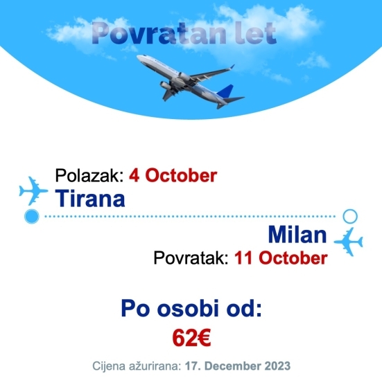 4 October - 11 October | Tirana - Milan