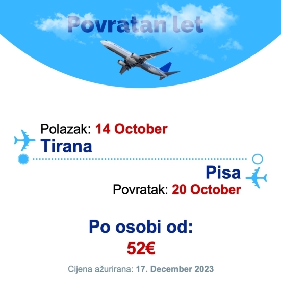 14 October - 20 October | Tirana - Pisa