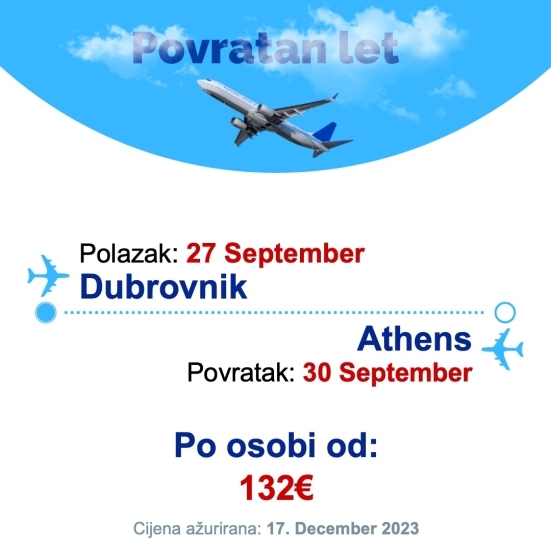 27 September - 30 September | Dubrovnik - Athens