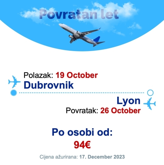 19 October - 26 October | Dubrovnik - Lyon