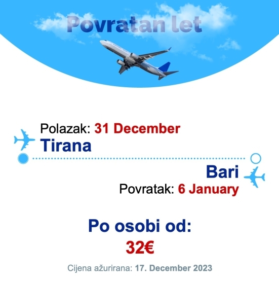 31 December - 6 January | Tirana - Bari