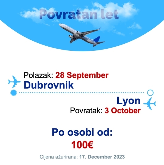 28 September - 3 October | Dubrovnik - Lyon