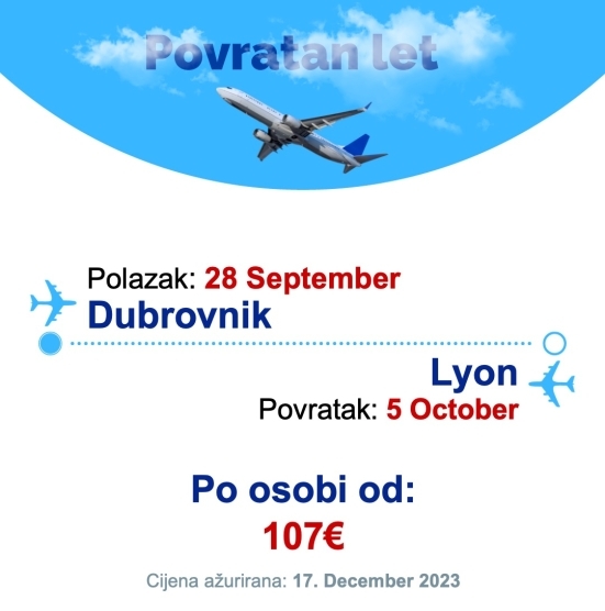 28 September - 5 October | Dubrovnik - Lyon