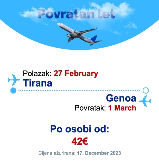 27 February - 1 March | Tirana - Genoa