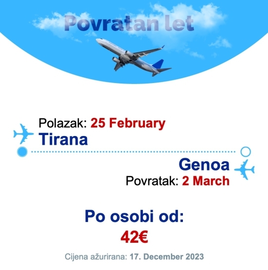 25 February - 2 March | Tirana - Genoa
