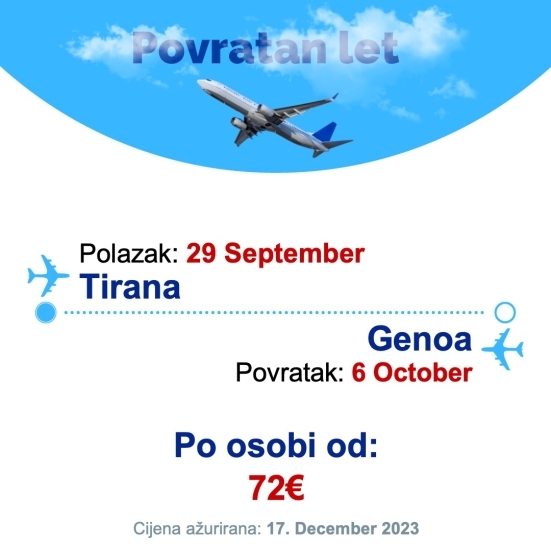 29 September - 6 October | Tirana - Genoa
