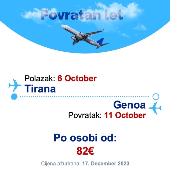 6 October - 11 October | Tirana - Genoa