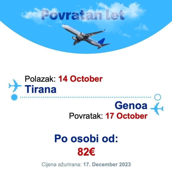 14 October - 17 October | Tirana - Genoa