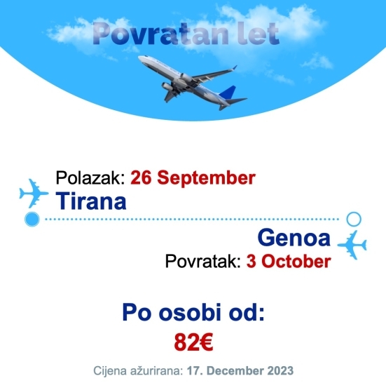 26 September - 3 October | Tirana - Genoa