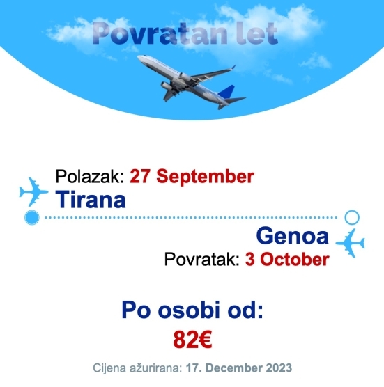 27 September - 3 October | Tirana - Genoa