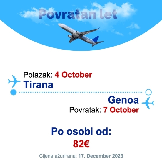 4 October - 7 October | Tirana - Genoa