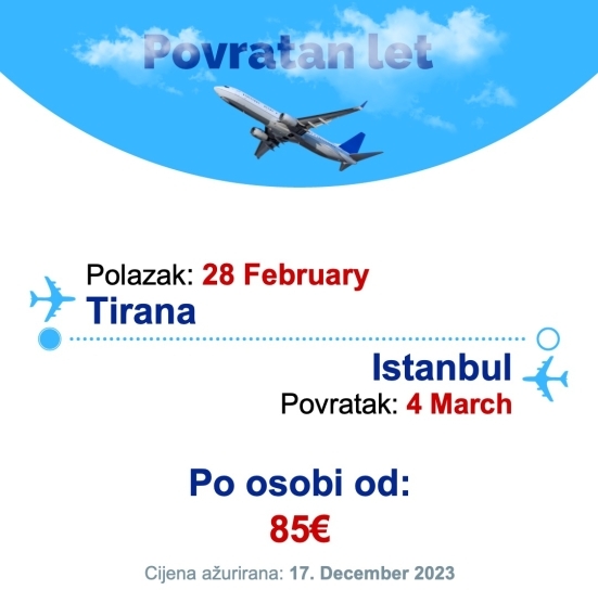 28 February - 4 March | Tirana - Istanbul