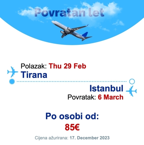 Thu 29 Feb - 6 March | Tirana - Istanbul
