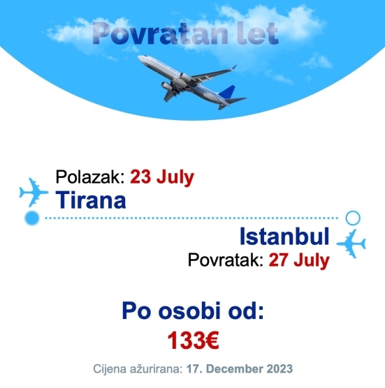 23 July - 27 July | Tirana - Istanbul