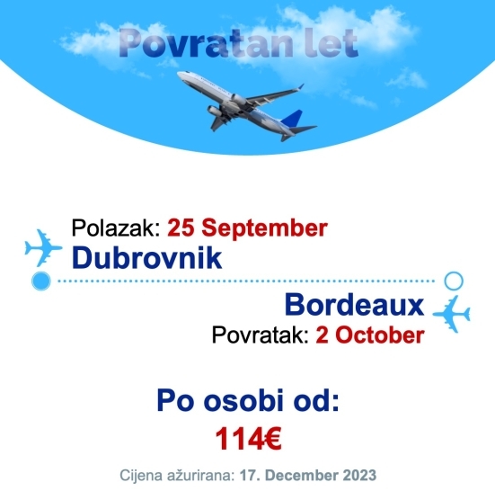 25 September - 2 October | Dubrovnik - Bordeaux