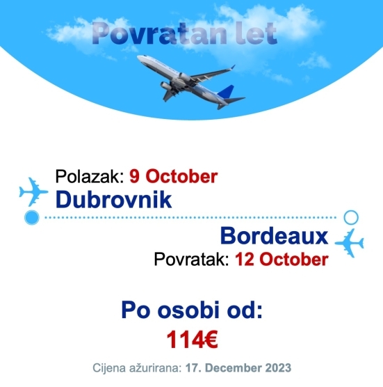 9 October - 12 October | Dubrovnik - Bordeaux