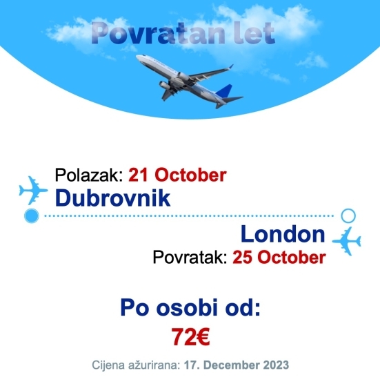 21 October - 25 October | Dubrovnik - London
