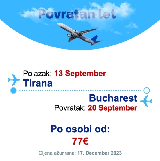 13 September - 20 September | Tirana - Bucharest