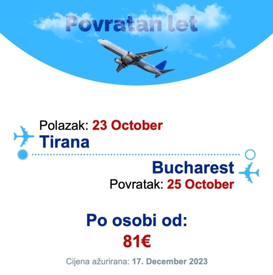 23 October - 25 October | Tirana - Bucharest