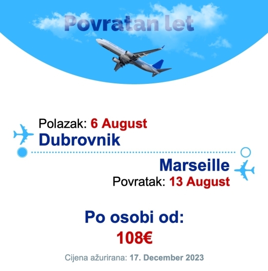 6 August - 13 August | Dubrovnik - Marseille