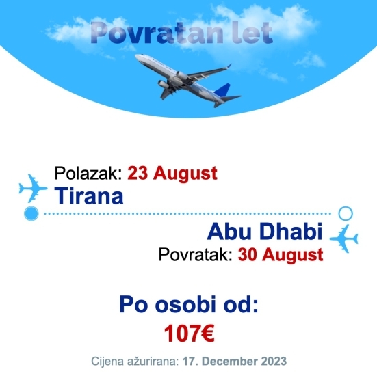 23 August - 30 August | Tirana - Abu Dhabi