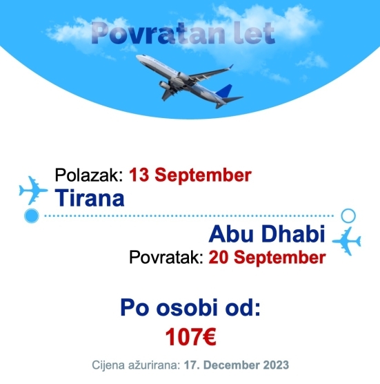 13 September - 20 September | Tirana - Abu Dhabi