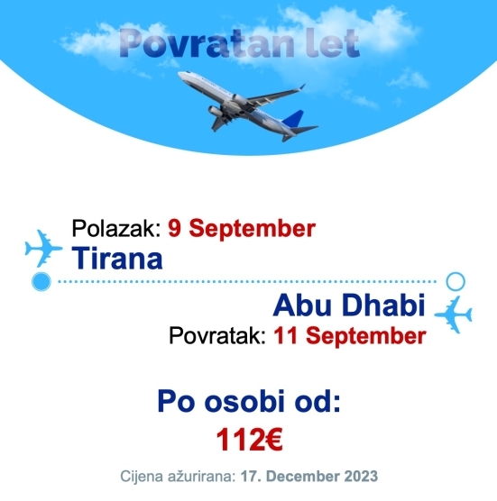 9 September - 11 September | Tirana - Abu Dhabi
