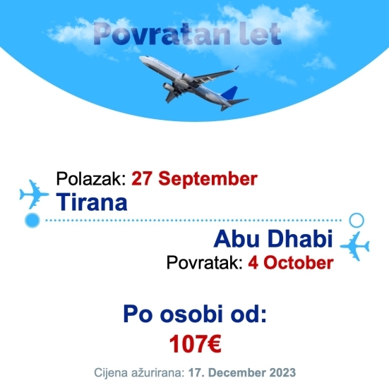 27 September - 4 October | Tirana - Abu Dhabi
