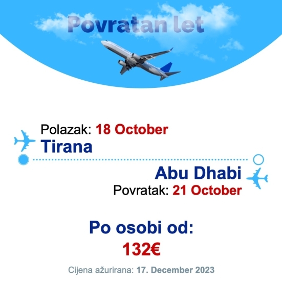18 October - 21 October | Tirana - Abu Dhabi
