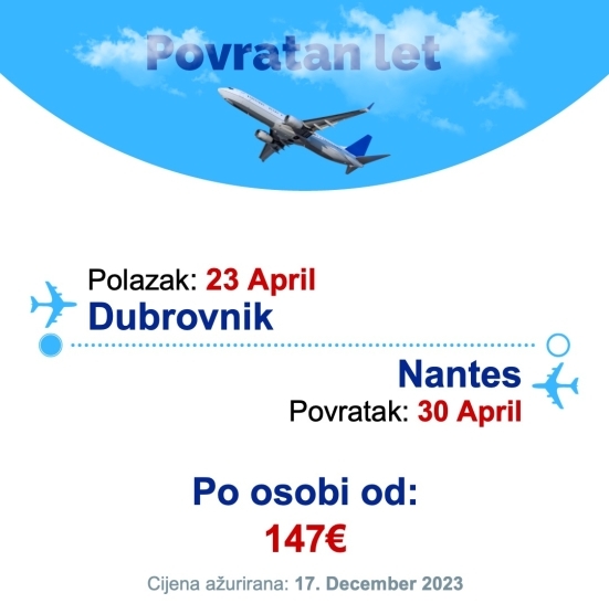 23 April - 30 April | Dubrovnik - Nantes