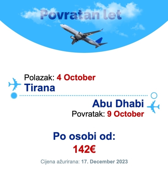 4 October - 9 October | Tirana - Abu Dhabi