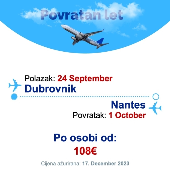 24 September - 1 October | Dubrovnik - Nantes