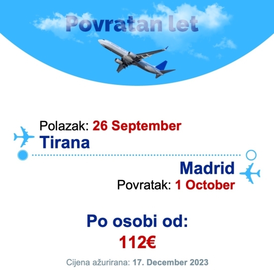 26 September - 1 October | Tirana - Madrid