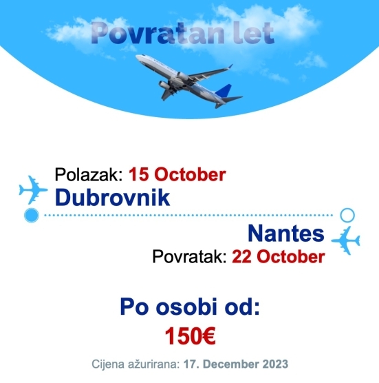 15 October - 22 October | Dubrovnik - Nantes