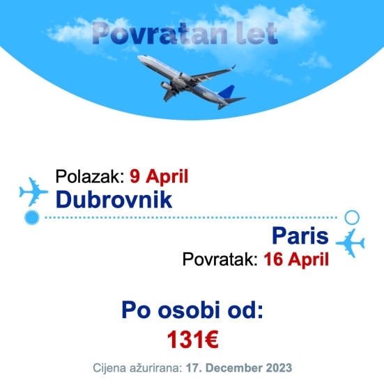 9 April - 16 April | Dubrovnik - Paris