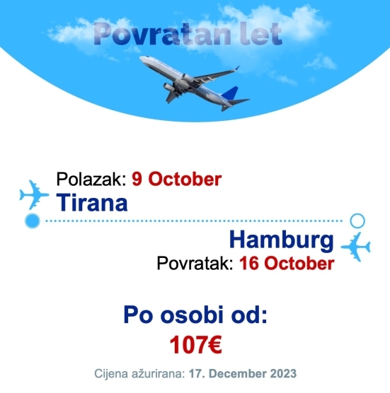 9 October - 16 October | Tirana - Hamburg