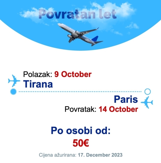 9 October - 14 October | Tirana - Paris